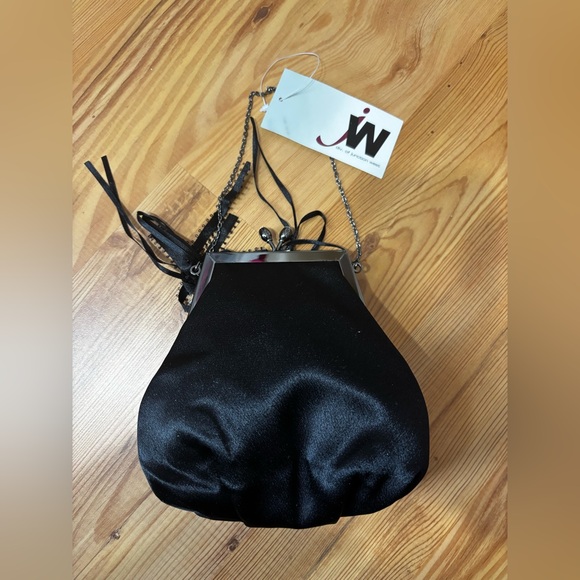 NWT JW Style women’s black satin bow purse 2000s Y2K vintage kisslock prom - Picture 2 of 9